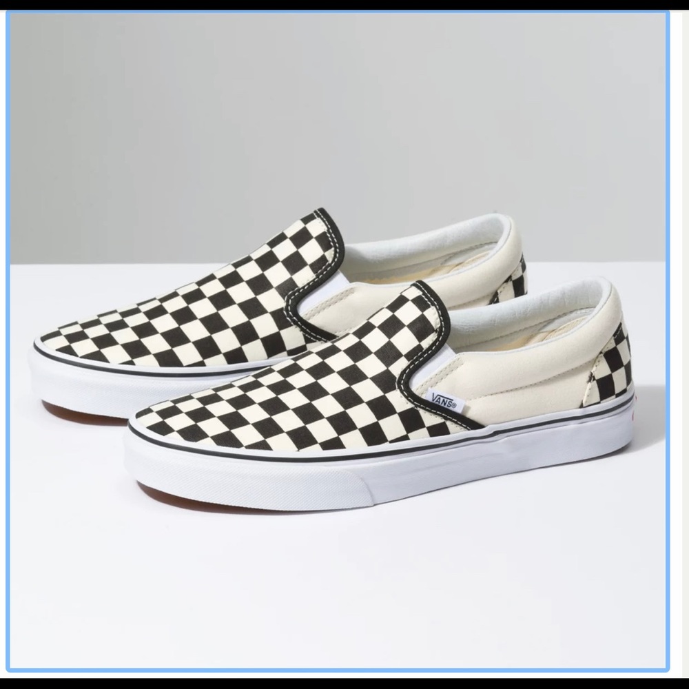 Checkered slip on vans